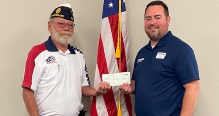 Jeremy Rosel, Veterans Services Coordinator, Hawkeye Community College; Bob Wenger, American Legion of Iowa Foundation District III Foundation Director